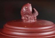 《魚(yú)躍龍門(mén)》宜興紫砂壺高級(jí)工藝美術(shù)師手工禮品茶具底槽青