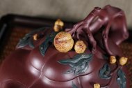 《圣桃》宜興高級工藝美術師手工紫砂壺圣桃泡茶壺茶具底槽青