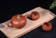 《荷塘月色茶具》宜興紫砂壺名師高級工藝美術師手工大紅袍金絲西施泡茶壺