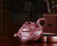 《風卷葵》宜興紫砂壺高級工藝美術師純手工風卷葵底槽青紫砂茶壺