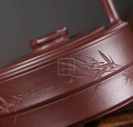《竹韻提梁》宜興紫砂壺工藝美術師純手工泡茶壺茶具紫泥扁竹提梁