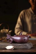 《五子登科》宜興紫砂壺工藝美術師手工刻繪茶壺茶具紫泥