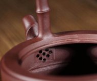 《竹韻提梁》宜興紫砂壺工藝美術師純手工泡茶壺茶具紫泥扁竹提梁